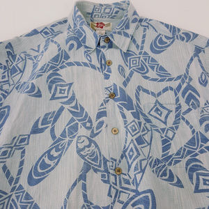 Hilo Hattie Mens Hawaiian Blue XL Button Up Shirt